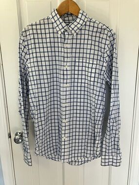 GAP White and blue Button-Down collared Shirt Windowpane plaid size M Slim Fit